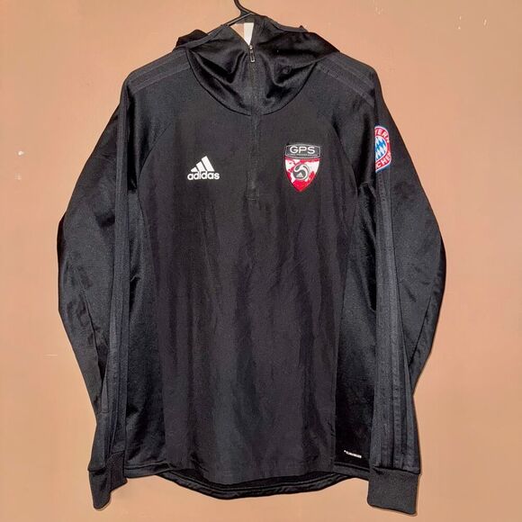 Adidas FC Bayern Munchen Soccer 1/2 Zip Cowl Neck Athletic Jacket Gray - Size S - Picture 5 of 8